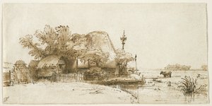 Een boerderij aan de Amsteldijk door Rembrandt van Rijn